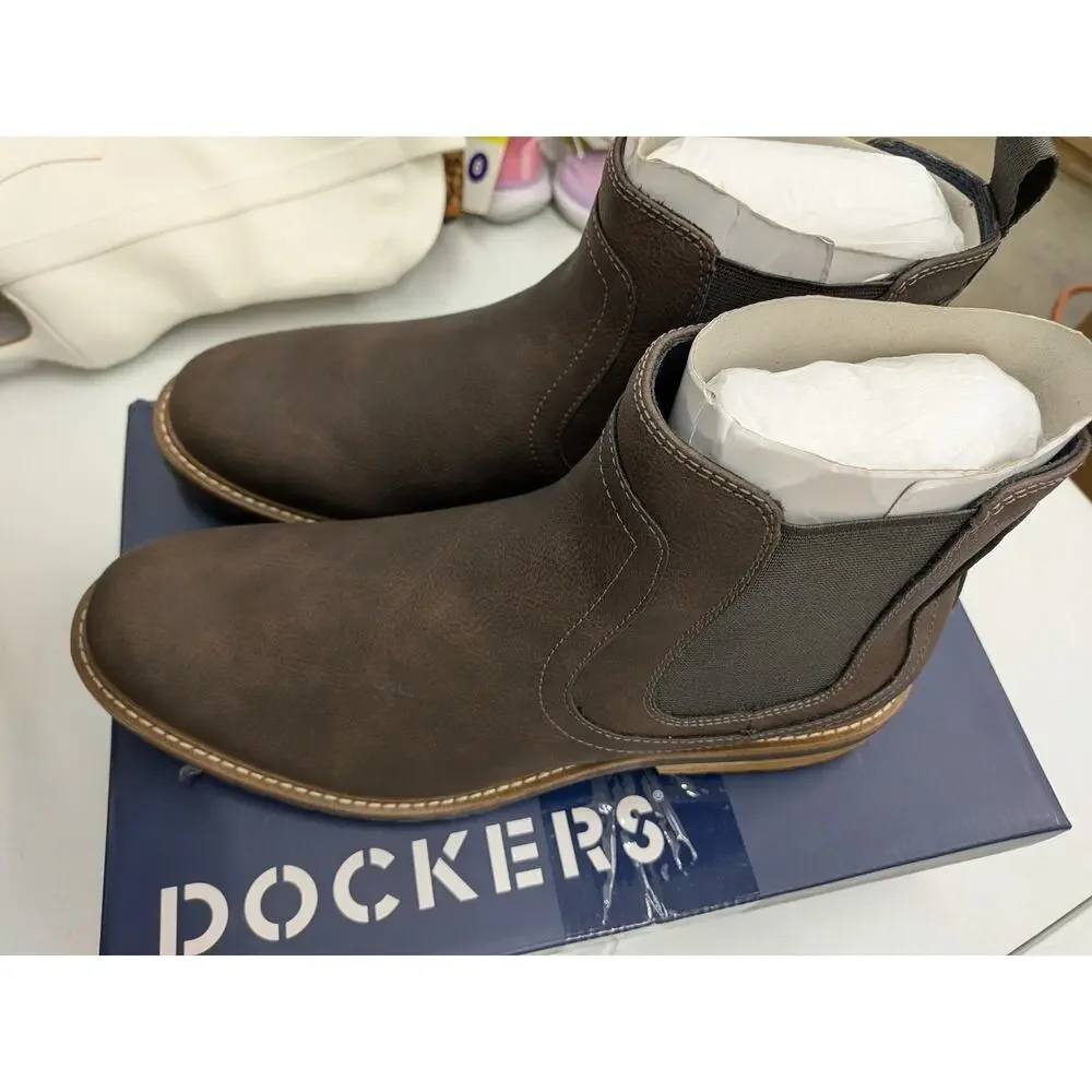 Dockers Men’s Chelsea Boots Brown Casual Comfort Slip On Ankle Boots New
